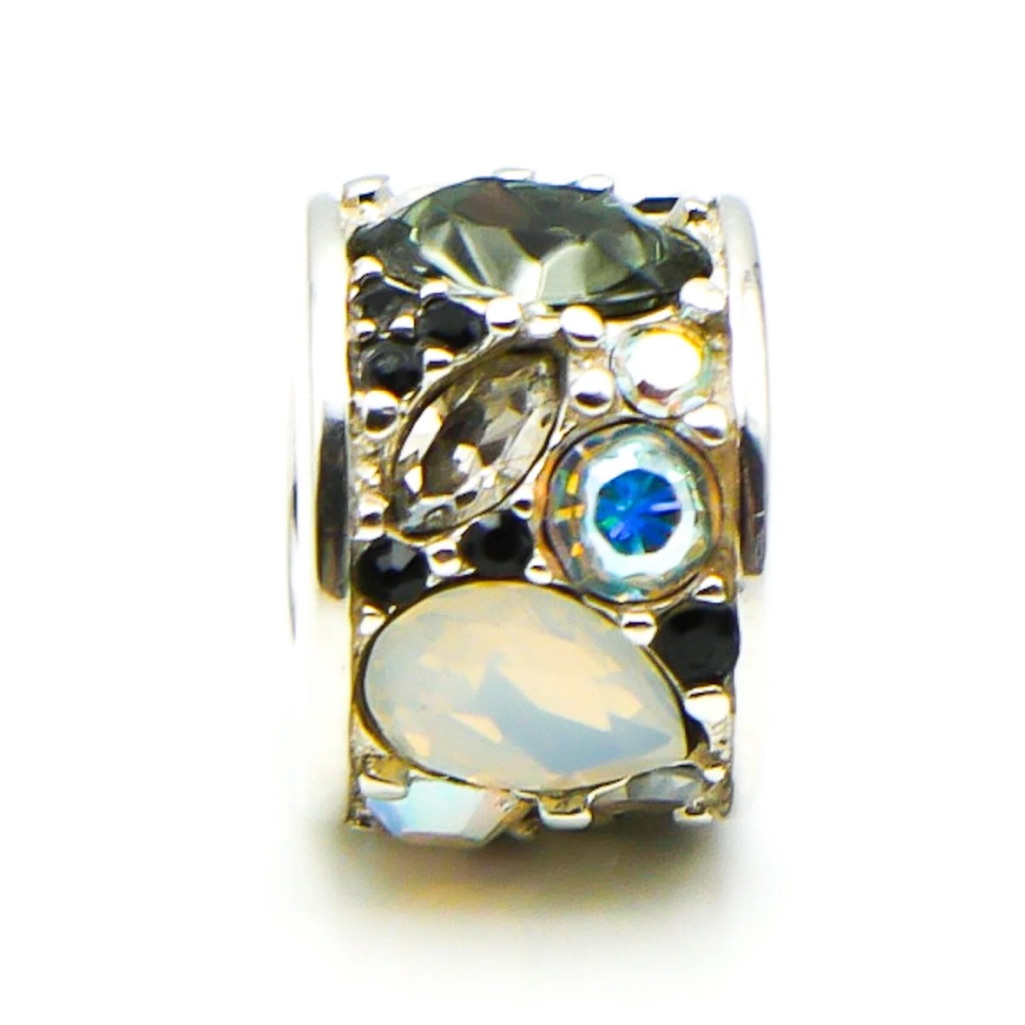 Chamilia Black White Mosaic Crystal Sterling Silver Charm 925 40$
